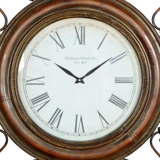 Brown Antique Fleur De Lis Wall Clock {6}