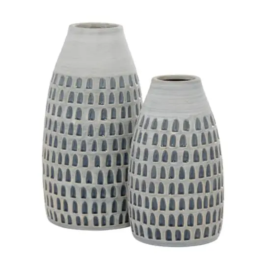 Gray Ceramic Contemporary Vase Set {1}