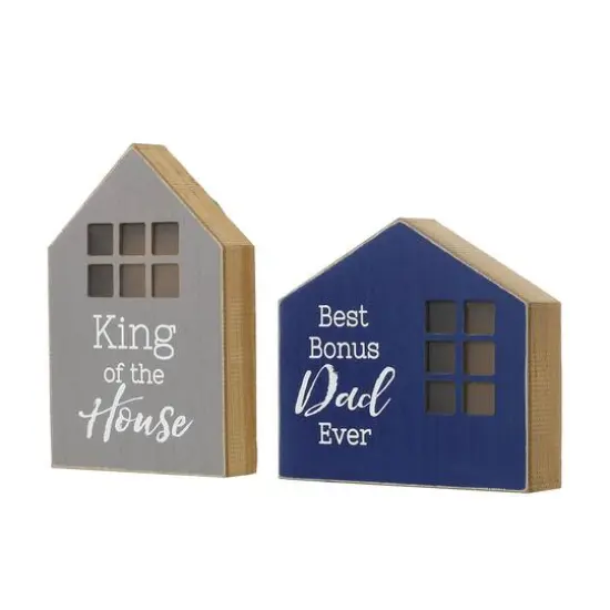 Glitzhome&reg; Lighted Father's Day Table Block Sign Set {6}