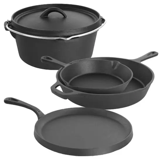 MegaChef 5 Piece Pre-Seasoned Cast Iron Kitchen Cookware Set {1}