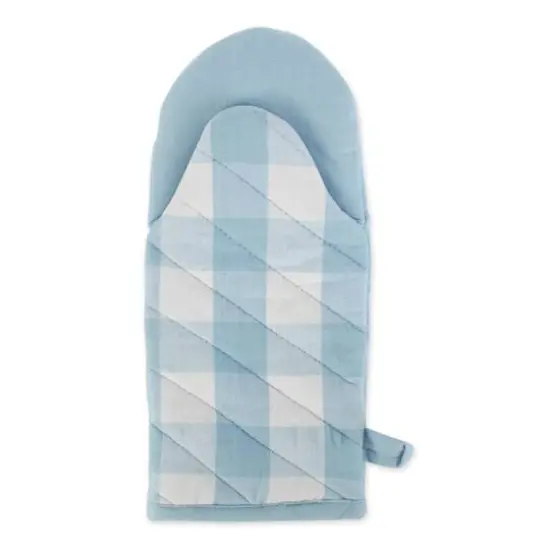 DII® White & Light Blue Buffalo Check Kitchen Textiles Oven Mitts, 2ct. {4}