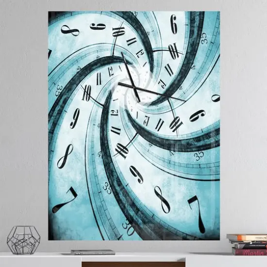 Designart 'Time Vortex Spiral Modern Rectangular Wall Clock {3}