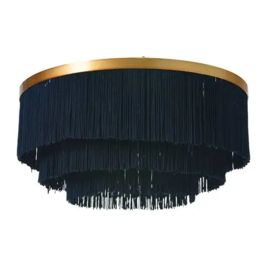 Hello Honey® 13.75" Round Flush Mount Fringe Light Fixture Navy {1}