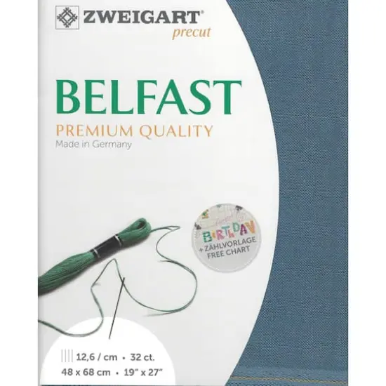 Zweigart&reg; Precut Belfast 32 Count Canvas, 19" x 27" Blue Spruce/French Blue {1}