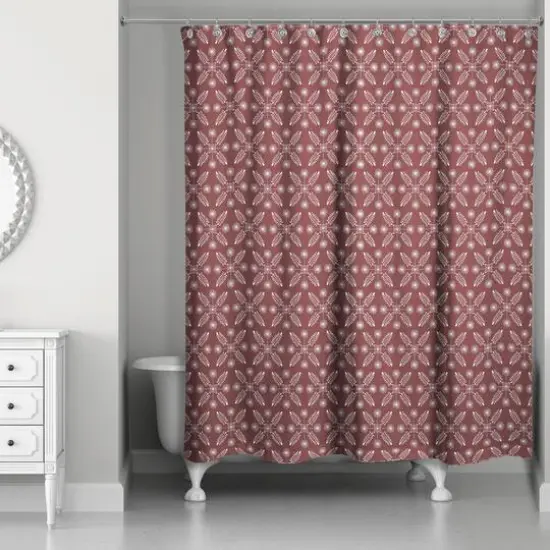 Starry Leaves Shower Curtain Maroon {1}
