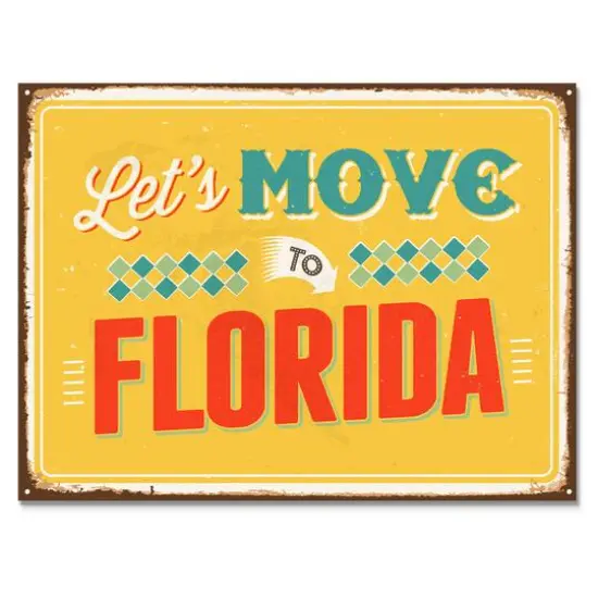  Designart - Vintage Florida sign - Cottage Canvas Wall Art {1}