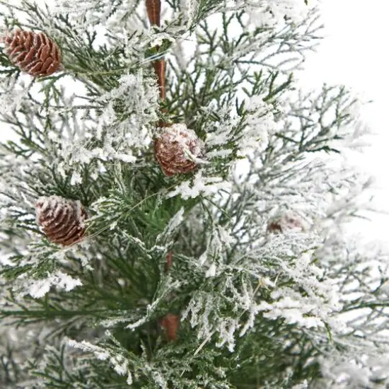 2ft. Pre-Lit Frosted Artificial Christmas Tree in Decorative Planter, Clear Lights {6}