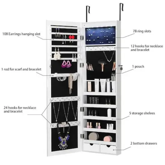 Classic White Full Door Jewelry Armoire {5}