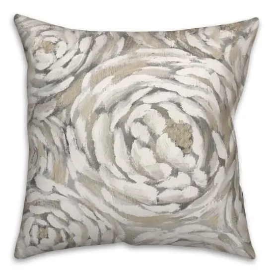 Cream & Gray Floral Indoor/Outdoor Pillow {1}