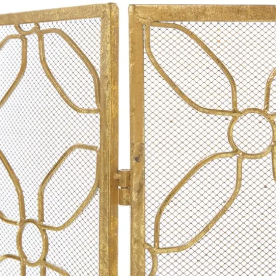 Gold Metal Contemporary Fireplace Screen {4}