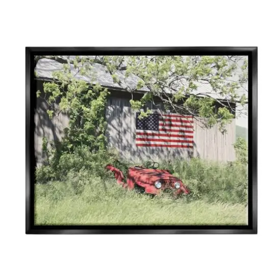 Stupell Industries Americana Lush Country Greenery Floater Framed Art Black {1}