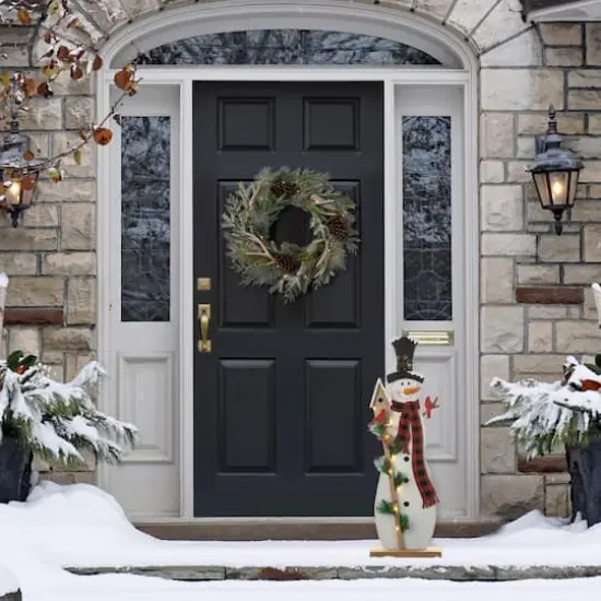 Glitzhome&reg; 36'' Lighted Wooden Snowman Porch D&eacute;cor {5}