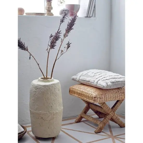 Hello Honey&reg; 18.5" Wood & Water Hyacinth Woven Stool {4}