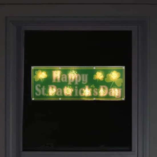 17" Green Holographic St.Patrick's Day Lighted Window Silhouette Decoration {4}