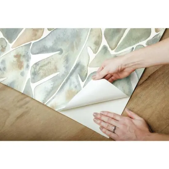 RoomMates Cat Coquillette Philodendron Peel & Stick Wallpaper Blue and Green {9}