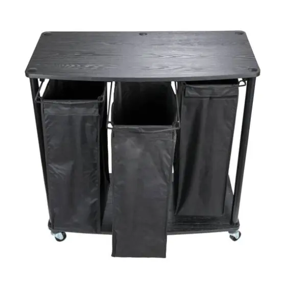 Household Essentials 3-Bag Laundry Sorter with Laminate Shelving Black {10}