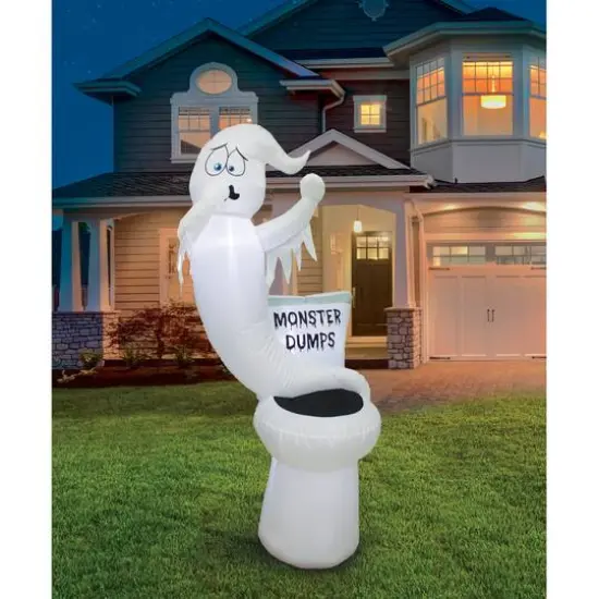 5ft. Inflatable Glowing Toilet Monster Dumps {6}