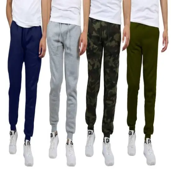 Galaxy by Harvic Men's Fleece-Lined Jogger Sweatpants 4 Pack Woodland/Navy/Olive/Heather Grey {1}