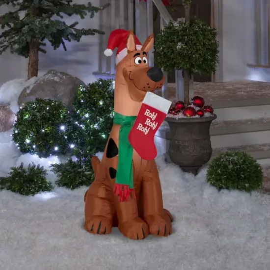 3.5ft. Airblown® Inflatable Scooby with Santa Hat & Stocking {3}