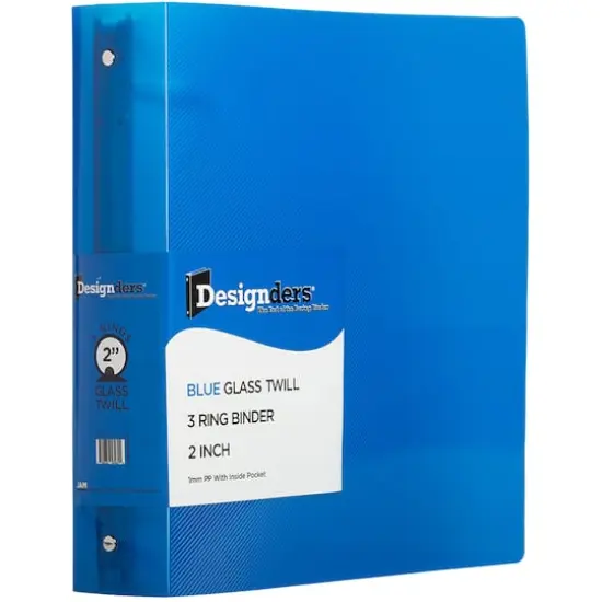JAM Paper Designders&reg; Plastic 2" 3 Metal Ring Binder with Inside Pocket Blue {4}