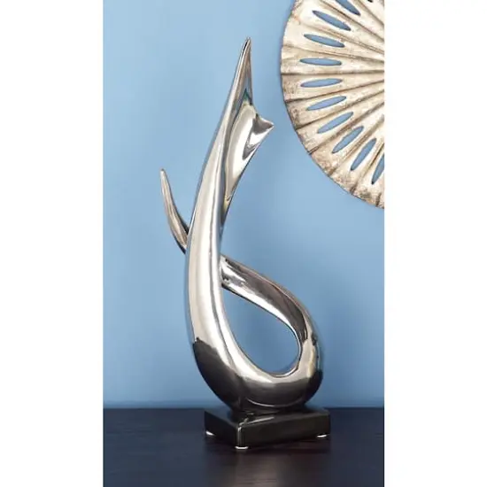 17" Silver Ceramic Abstract Loop Sculpture {7}