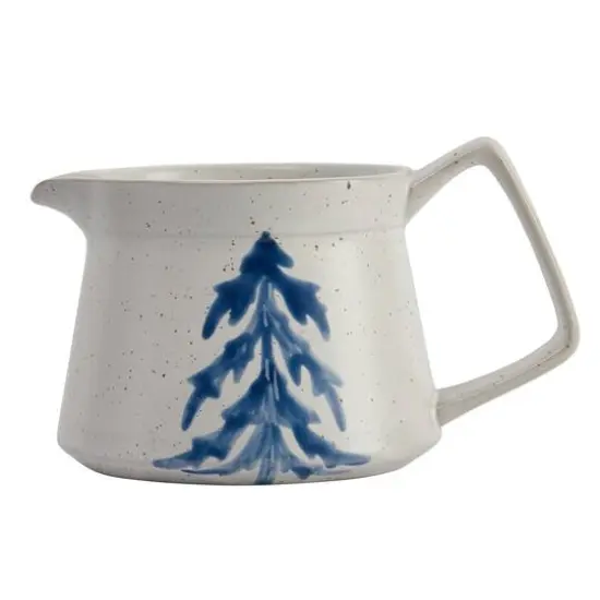 Hello Honey® Antique White & Blue Farmhouse Stoneware Creamer with Hand Painted Tree {3}