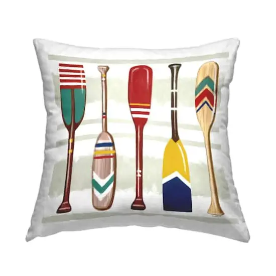 Stupell Industries Lake Cabin Patterned Boating Oars Paddles Throw Pillow, 18" x 18" {1}