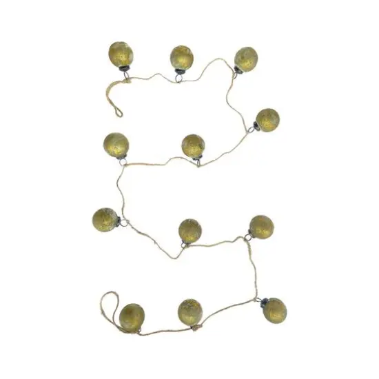 Hello Honey® 6ft. Matte Olive Green & Gold Finish Glass Ball Ornament Garland {1}