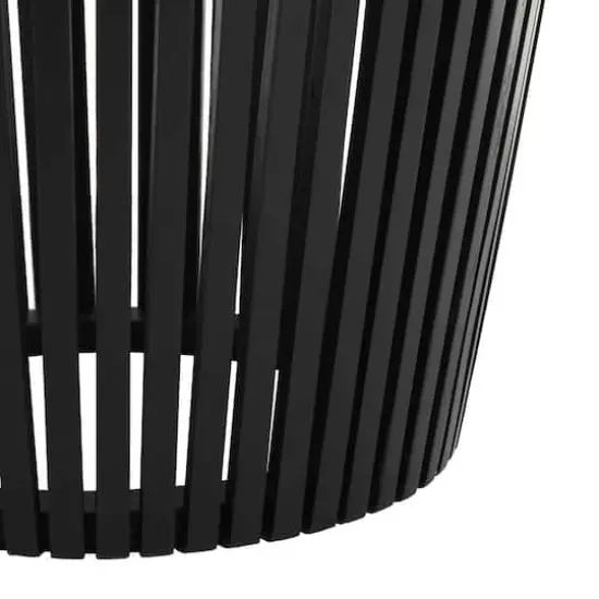 Black Wood Cage Inspired Accent Table with Clear Glass Tabletop Set {6}