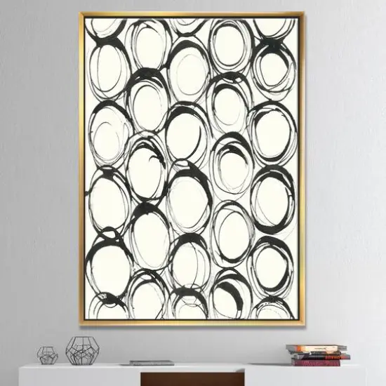 Designart - minimalist black and white II - Transitional Canvas in Gold Frame {3}