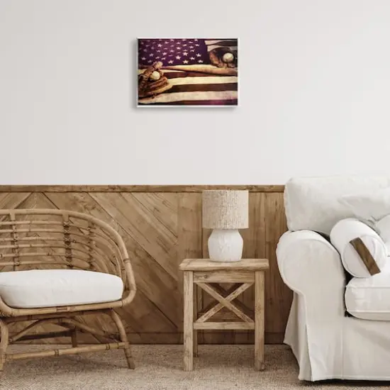 Stupell Industries American Flag Stripes Stars Baseball Mitt Sports Motif Wall Plaque Art {3}