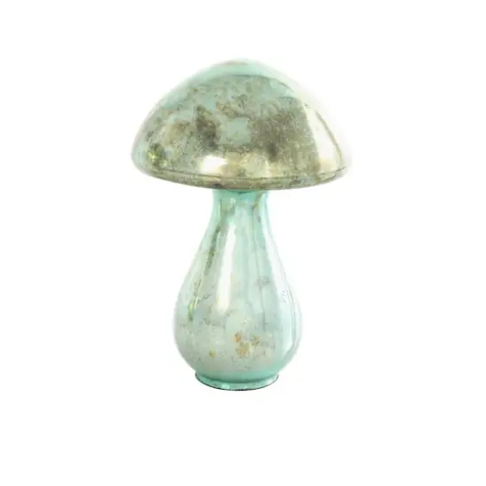 Green Glass Mushroom Sculpture Set {4}