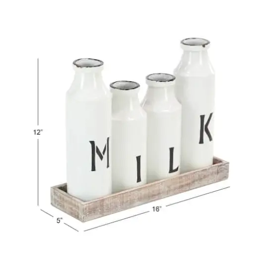 White Iron Farmhouse Decorative Milk Bottles Set {7}