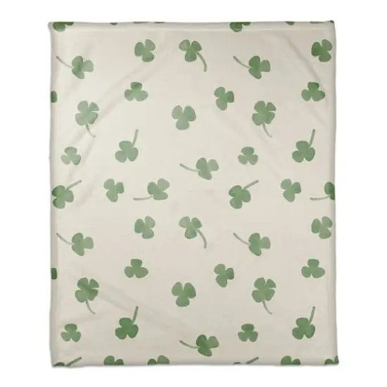 Tiny Shamrock Pattern 50" x 60" Coral Fleece Blanket {1}