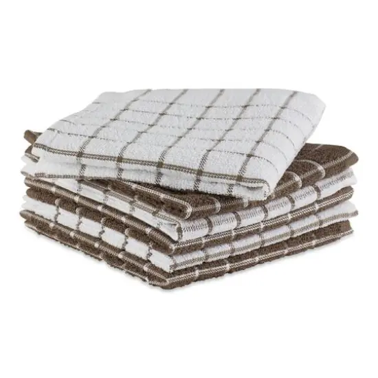 DII&reg; Combo Windowpane Dishcloth Set Brown/White {4}