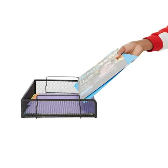 Mind Reader 4 Pack Black Stackable Metal Mesh Tray and Desk Document Organizer {5}