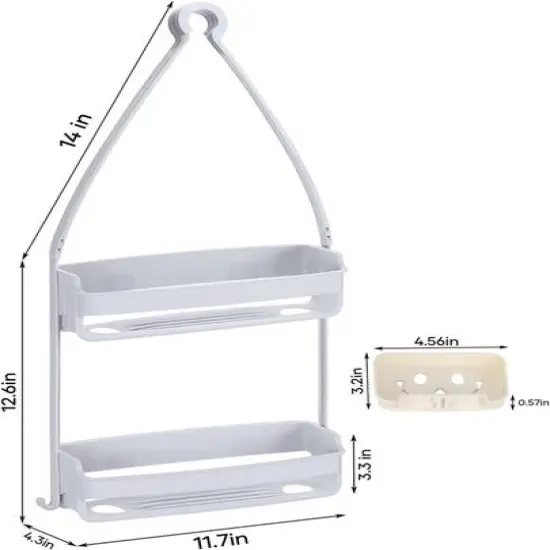 NEX&trade; 12" White Over Shower Head Shower Caddy {3}