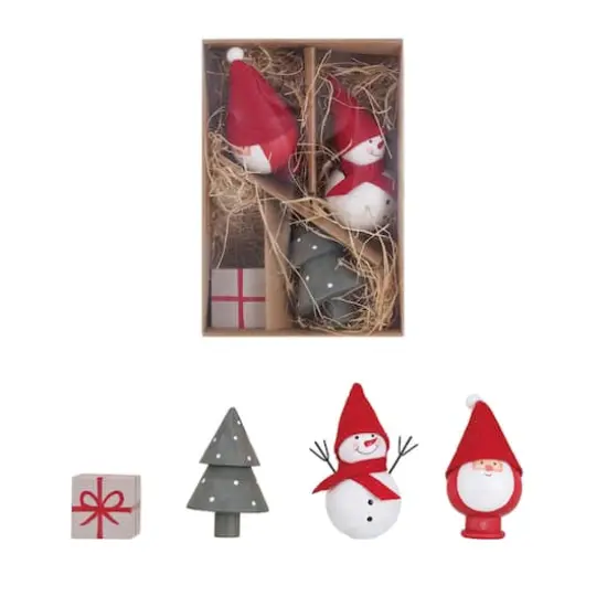 Hello Honey&reg; Holiday Tree, Present, Gnome & Snowman Wood D&eacute;cor Set {1}
