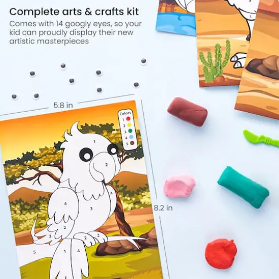 Arteza&reg; Kids Safari Clay By Numbers Kit, 56 pcs {4}