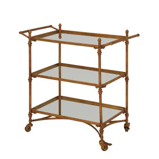 Brass Iron Bar Cart, 33" x 35" x 18" {3}