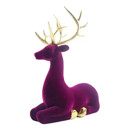 Flocked Sitting Reindeer Tabletop D&eacute;cor by Ashland&reg; Plum {3}