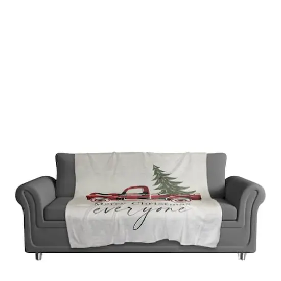 Merry Christmas Truck Sherpa Fleece Blanket {4}