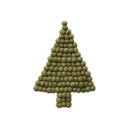 Hello Honey&reg; 7.5" Green Handmade Wool Felt Ball Tree Trivet {1}