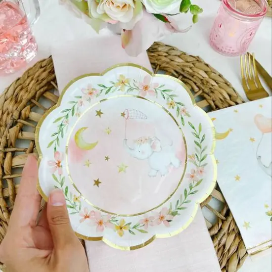 Kate Aspen&reg; 7" Pink Elephant Baby Shower Premium Paper Plates, 16ct. {6}