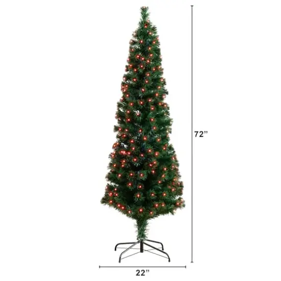 6ft. Fiber Optic Multicolor LED Lights Slim Pine Artificial Christmas Tree {5}