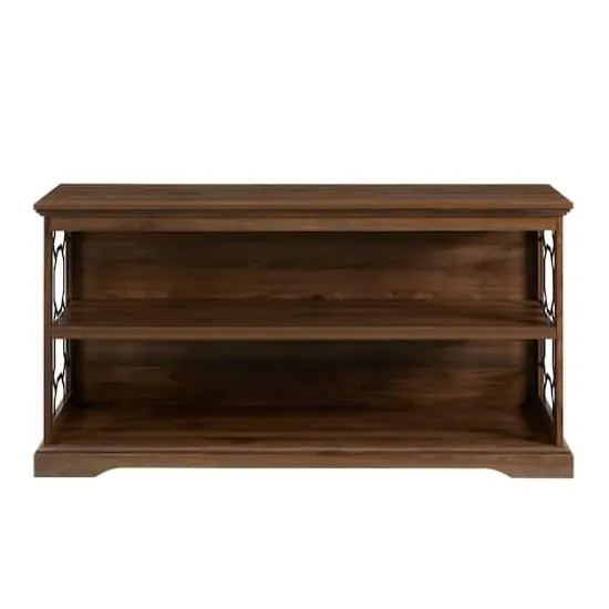 Walker Edison Dark Walnut Lateral Bookshelf with Decorative Metal Sides {5}
