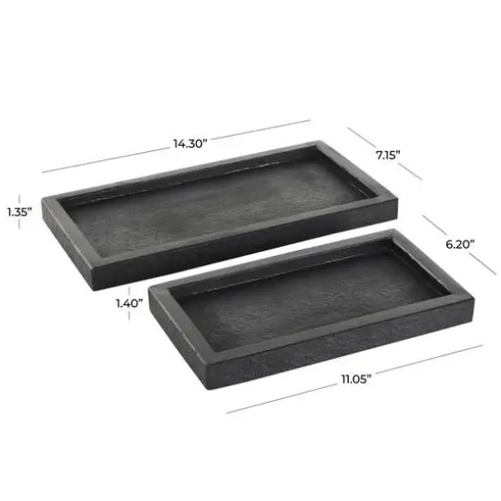 Black Marble Minimalistic Slim Textured Trays, 2ct. {8}