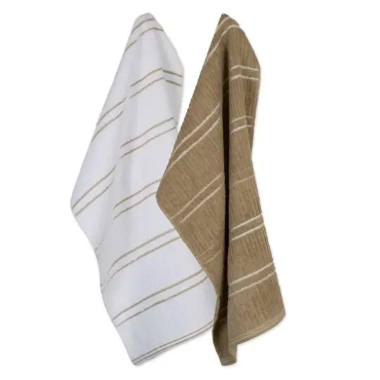 DII&reg; Striped Ribbed Terry Dish Towels, 6ct. Mocha/White {1}