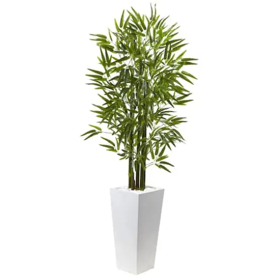 5ft. UV Resistant Bamboo Tree in White Planter {1}