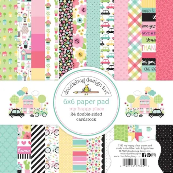 Doodlebug Design&trade; My Happy Place Double-Sided Cardstock Pad, 6" x 6" {1}